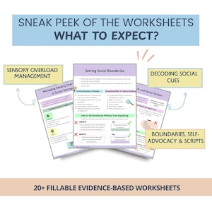 Autism Social Skills Worksheets for Adults, Neurodivergent Communication Tools, Social Cues, Sensory Overload Support (Fillable Workbook)