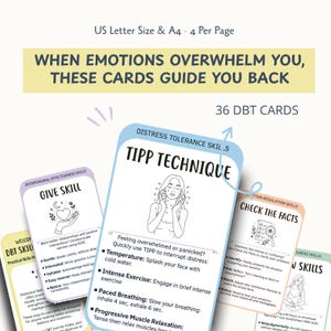 DBT Emotion Regulation Cards for Teens & Adults, Coping Skills, Dialectical behavior therapy Flashcards