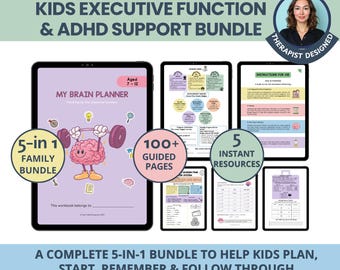 Kids ADHD Executive Functioning Bundle: Family Routines, Homework & Screen Balance (Digital Download)