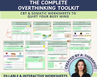 Somatic CBT Workbook: Overthinking & Anxiety Relief Therapy Worksheets (Fillable PDF Download)