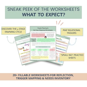Fawn Response People Pleasing Worksheets: Conflict Avoidance & Emotional Boundaries (Fillable PDF)
