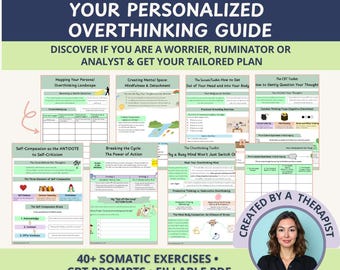 Somatic CBT Workbook: Overthinking & Anxiety Relief Therapy Worksheets (Fillable PDF Download)