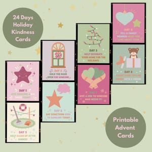Printable Advents Calendar Affirmation Cards, Kids Christmas Kindness Challenge , 24 Days of Holiday Fun, Advent Calendar 2024