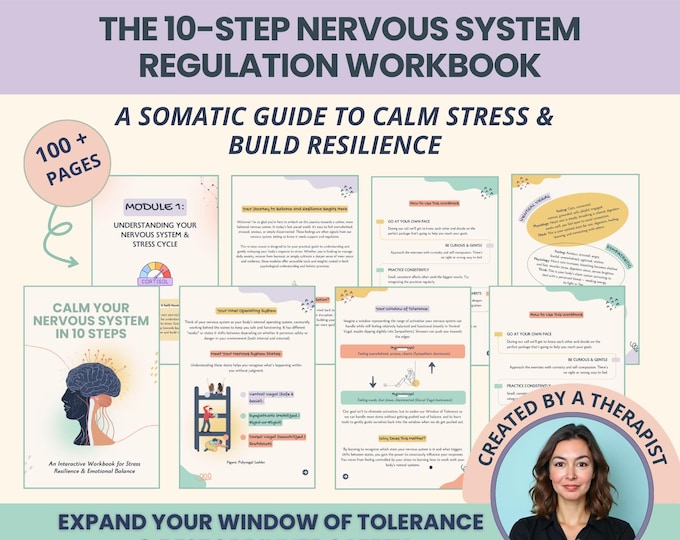 Featured listing image: Nervous System Regulation Workbook: Grounding Techniques for Daily Calm & Window of Tolerance (Printable PDF)