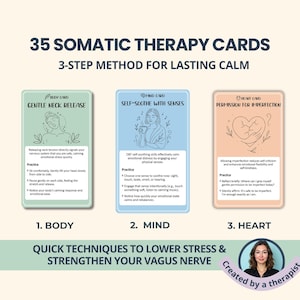 Somatic Cards for Stress & Anxiety Relief: Body Mind Heart Method, Coping Skills (Therapy Deck)