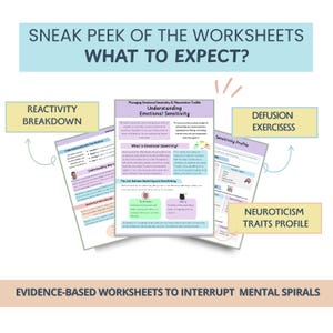 Neuroticism & Emotional Sensitivity Worksheets: Intrusive Thoughts, Worry Cycles, Reactivity (HSP Toolkit)