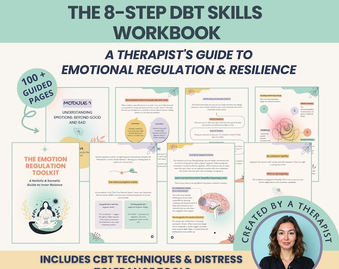 Featured listing image: DBT Emotion Regulation Workbook: a Therapist Guide for Distress Tolerance & Emotional Intelligence (Digital Download)
