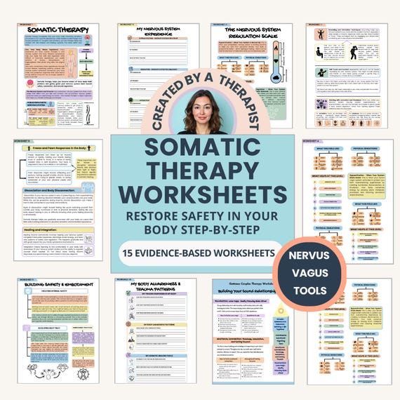 Somatic Therapy Worksheets: Restore Safety in Your Body, Vagus Nerve Exercises (Printable PDF)
