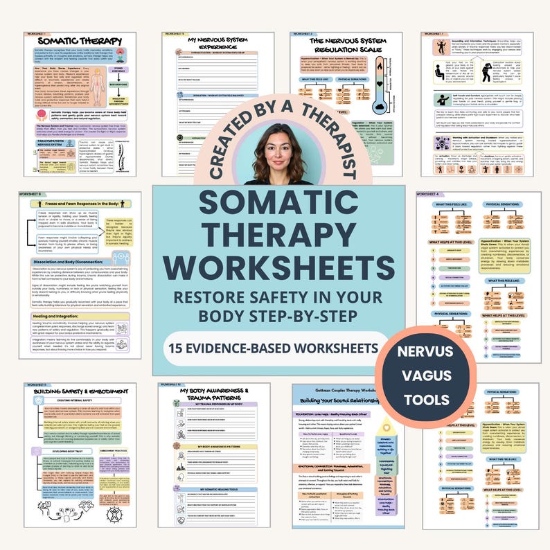 Somatic Therapy Worksheets: Polyvagal Theory, Vagus Nerve Exercises (Printable PDF)