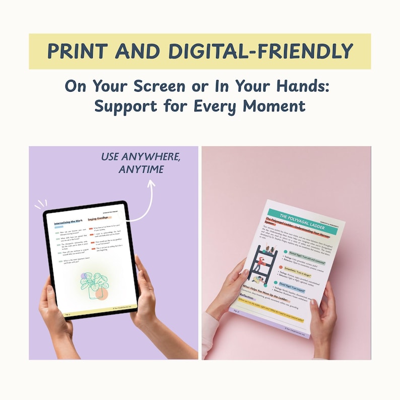 May include: Image shows a tablet and a printed document. The tablet displays a page with text and a graphic. The printed document, held in hands, features a ladder diagram and text. Text at the top reads "PRINT AND DIGITAL-FRIENDLY".