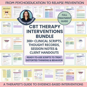 CBT Interventions & Therapy Notes Bundle: cognitive behavioral therapy, Clinical Session Scripts (PDF)