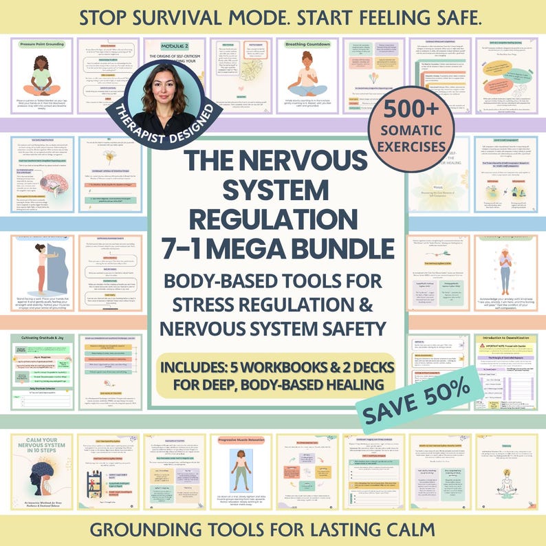 nervous system regulation mega bundle: polyvagal theory, grounding techniques, somatic exercises (PDF)