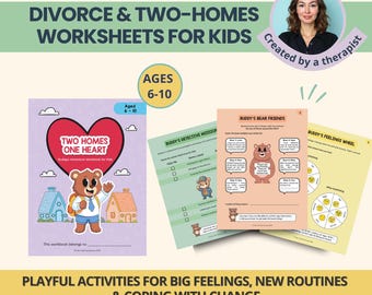 Co-parenting Activity Book for Kids: Switching Homes, Emotions, Coping Skills, Tools & Routines (Digital Download)