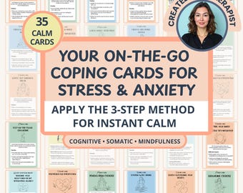 Anxiety Relief Therapy Cards | The Pocket-Sized Panic Button for Stress & Overthinking | Somatic, CBT, Self Compassion Body Mind Heart Tools