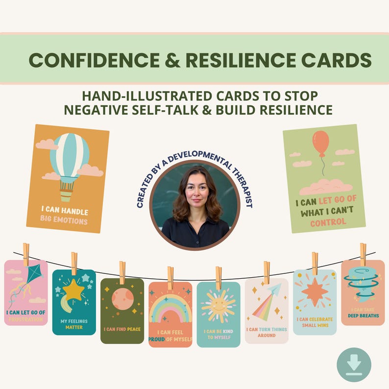 Positive Self-Talk Cards for Kids & Teens: Confidence, Self-Esteem, Growth Mindset Affirmations