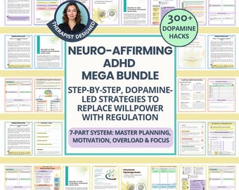 ADHD Workbook Bundle: Executive Function Toolkit for Adults & Teens, Neuro-Affirming Tools (Fillable PDF)
