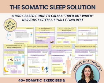 Somatic Sleep Toolkit & CBT Worksheets for Nervous System Regulation, Anxiety Relief,  Insomnia, Vagus Nerve Reset  (Fillable PDF)