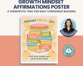 Growth Mindset Printable Poster for kids & Teens, Positive Affirmations, Motivational Wall Art for classroom routines ( Printable PDF)