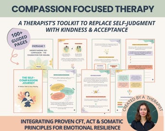 Self-Compassion Therapy Workbook: ACT & Mindful Compassion Focused Practices (PDF Download A4/US Letter)