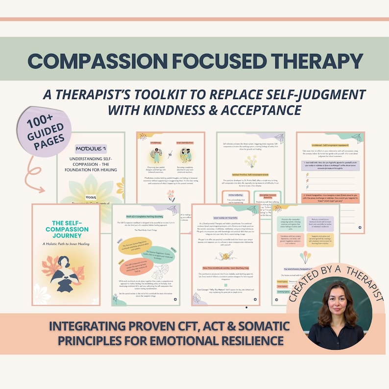 Self-Compassion Therapy Workbook: Mindful Compassion Focused Practices, Inner Critic (PDF)
