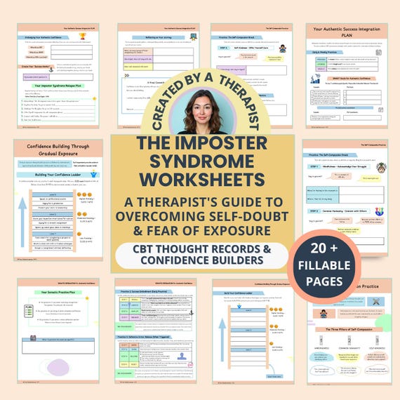 Imposter Syndrome: Authentic Confidence Exercises, Thought Patterns & Self-Worth tools (Fillable PDF)