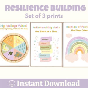 Calm Corner Poster Set Digital Emotional Learning Prints Mindfulness Classroom Decor Feelings Chart Positivity Art Resilience Printable PNG