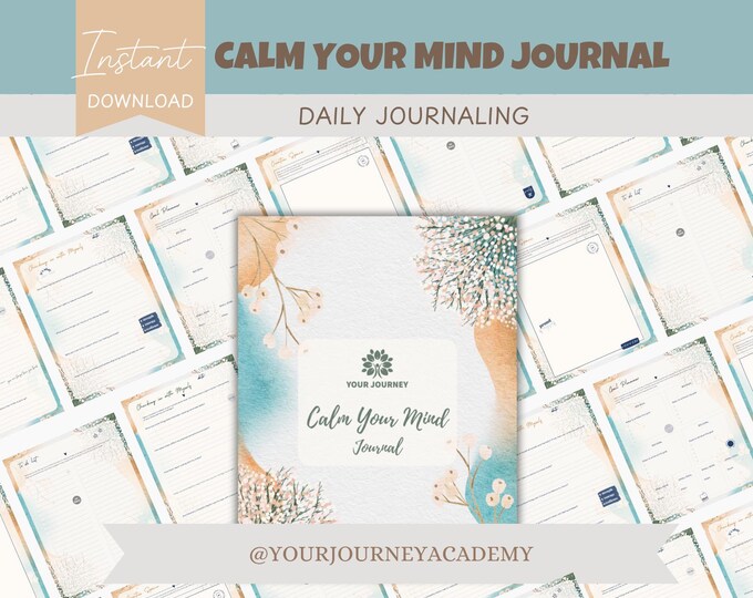 Calm Your Mind Journal, Stress Management Workbook, Emotional Support, Daily Mood Journal, 100 Pages Printable, Stress Relief, Calmful