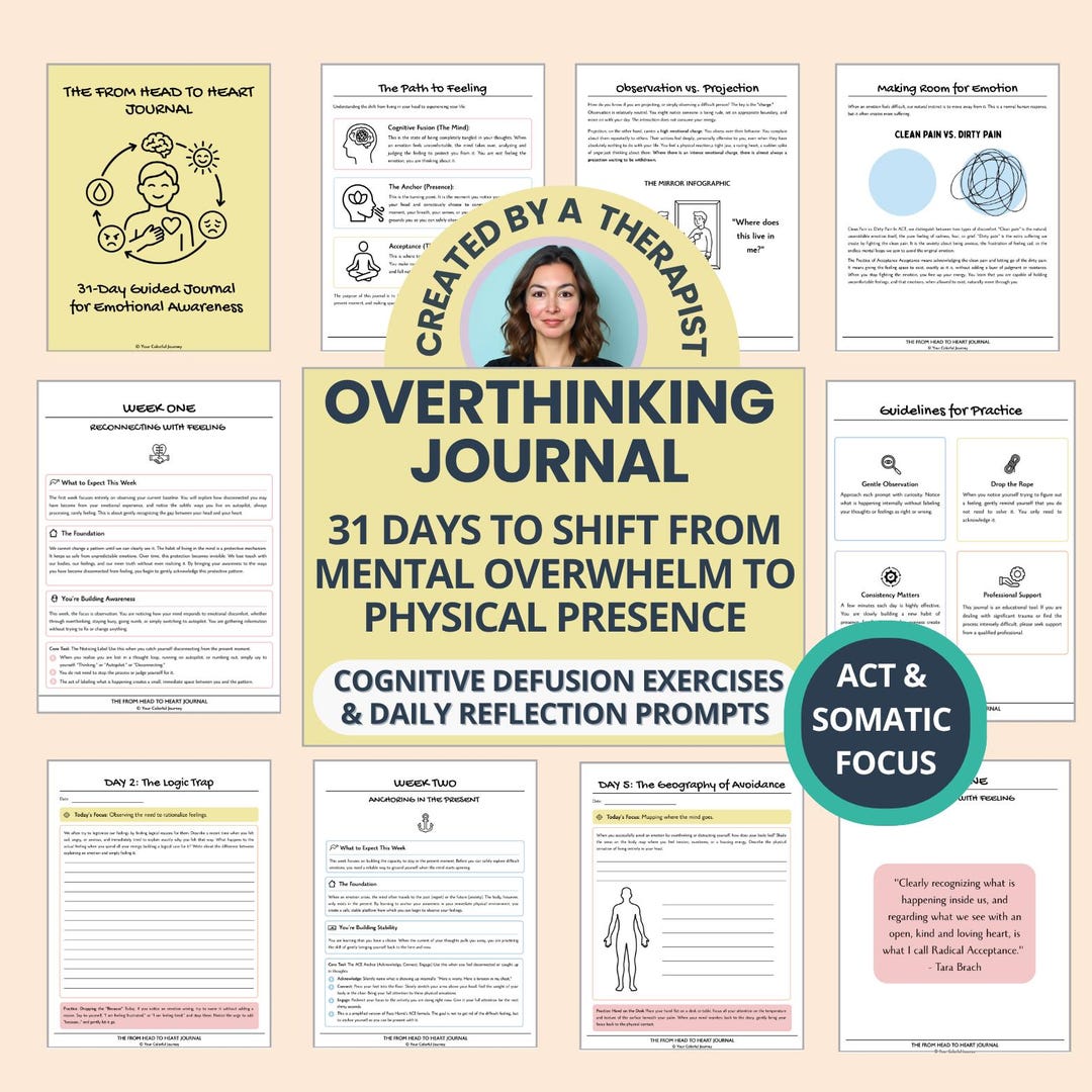 Overthinking Journal: From Head to Heart, Emotional Awareness ...