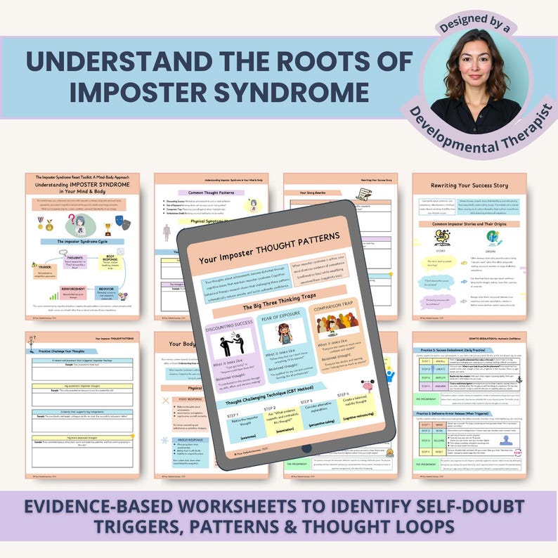 Imposter Syndrome: Authentic Confidence Exercises, Thought Patterns & Self-Worth tools (Fillable PDF)