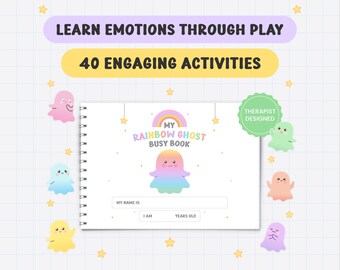 Mindful Montessori Busy Book for Toddlers | Emotion Regulation & Logic Activities | Quiet Time Learning Binder | Unique Ghost Characters