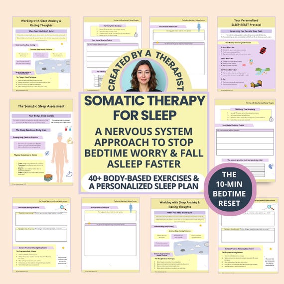 Sleep Hygiene Worksheets: Somatic Exercises & Sleep Habits for Insomnia, Deep rest, Stress Relief (PDF)