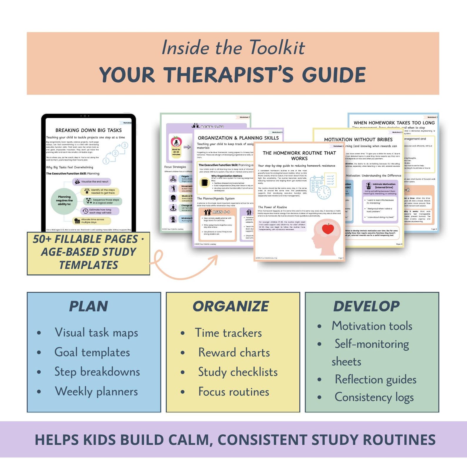 Executive Function Homework Worksheets for Parents & School Counselors ...