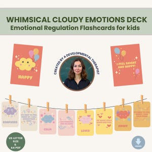 Emotional regulation flashcards for kids, printable cards with affirmations, calm corner visuals for toddlers,SEL activity for home & school