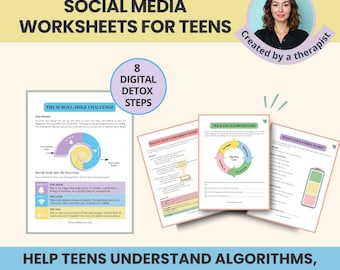 Social Media Workbook for Teens: Screen Time Awareness Activities, Digital Detox Challenge (Printable PDF)