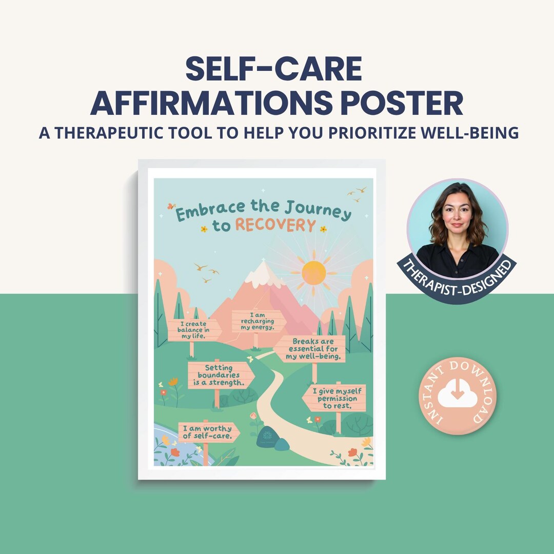 Self Care Affirmations Poster: Wall Art for Emotional Balance, Therapy ...
