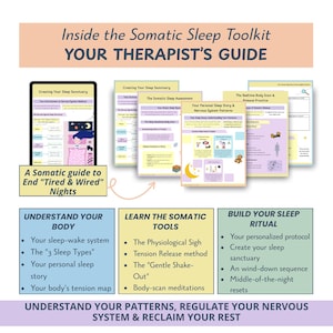 Sleep Hygiene Worksheets: Somatic Exercises & Sleep Habits for Insomnia, Deep rest, Stress Relief (PDF)