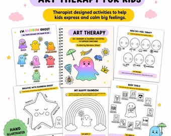 Art Therapy Worksheets for Kids: Feelings, Calming & Emotional Regulation Activities, School Counselor PDF