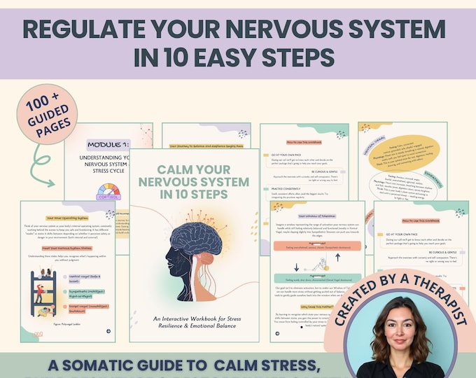 Featured listing image: Nervous System Regulation Workbook: Grounding Techniques for Daily Calm & Window of Tolerance, based on Polyvagal Theory (Printable PDF)
