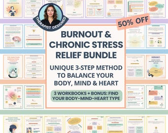Chronic Stress Relief & Burnout Workbooks: Somatic Emotional Healing, Holistic Therapy, Mental Health Bundle (PDF)
