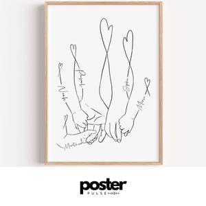 Personalized family poster with names | Minimalist wall decor | Parent-child family gift decoration | Digital download art print image 14