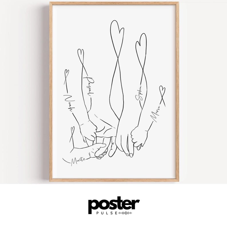 Personalized family poster with names | Minimalist wall decor | Parent-child family gift decoration | Digital download art print image 14
