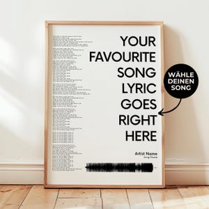 Poster personalizzato con testo di canzoni | Download digitale | Stampa artistica da parete, testo della canzone preferita, poster della band | Idea regalo musicale