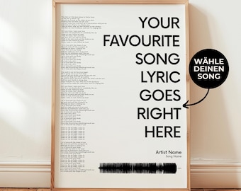 Personalized poster with song lyrics | Digital download | Art print wall art | Favorite song lyrics | Band poster | Music gift idea
