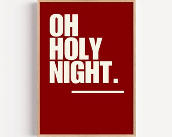 Poster: Oh Holy Night – Christmas Decoration Poster | Winter Poster for Living Room, Entryway, Kitchen | Christmas Gift