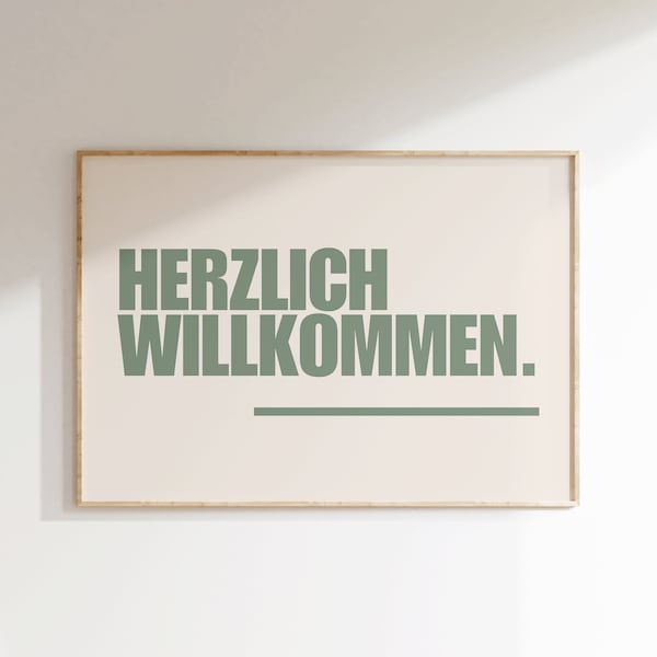 Poster: Herzlich Willkommen. | Modernes Eingangsbereich Poster | Willkommen Dekoration Eingangsbereich Deko | Minimalistisches Typoposter