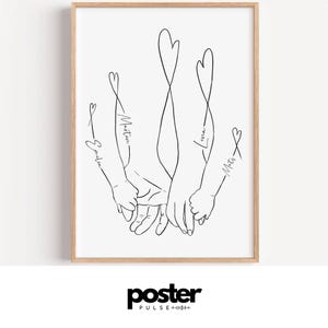 Personalized family poster with names | Minimalist wall decor | Parent-child family gift decoration | Digital download art print image 13