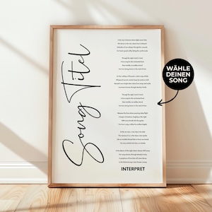 Póster personalizado con letras de canciones | Descarga digital | Impresión artística Arte de pared Letras Canción favorita Banda Póster | Idea de regalo musical