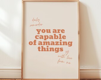 Poster: You Are Capable of Amazing Things | Motivationsposter | Büro & Homeoffice Deko | Geschenk für Erfolg und Selbstbewusstsein