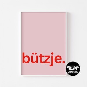 Cologne Poster: bützje. | Digital Download | Modern Typography Poster | Cologne City Art Print | Kölsch Cologne Cathedral Gift