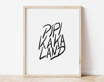 Poster: Pipi Kaka Land | Poster per bagno moderno | Decorazione per bagno, decorazione per bagno per gli ospiti | Poster con tipografia minimalista